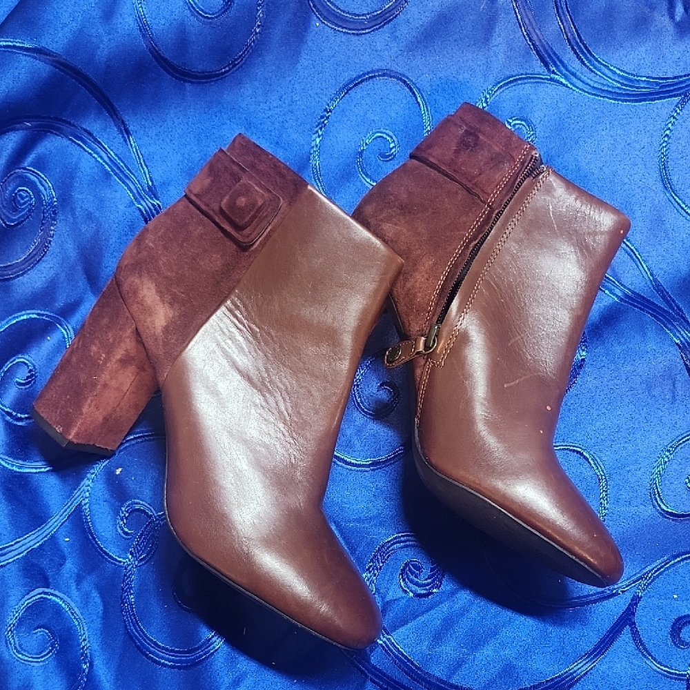 Geox Brown Leather and Suede Heeled Boots